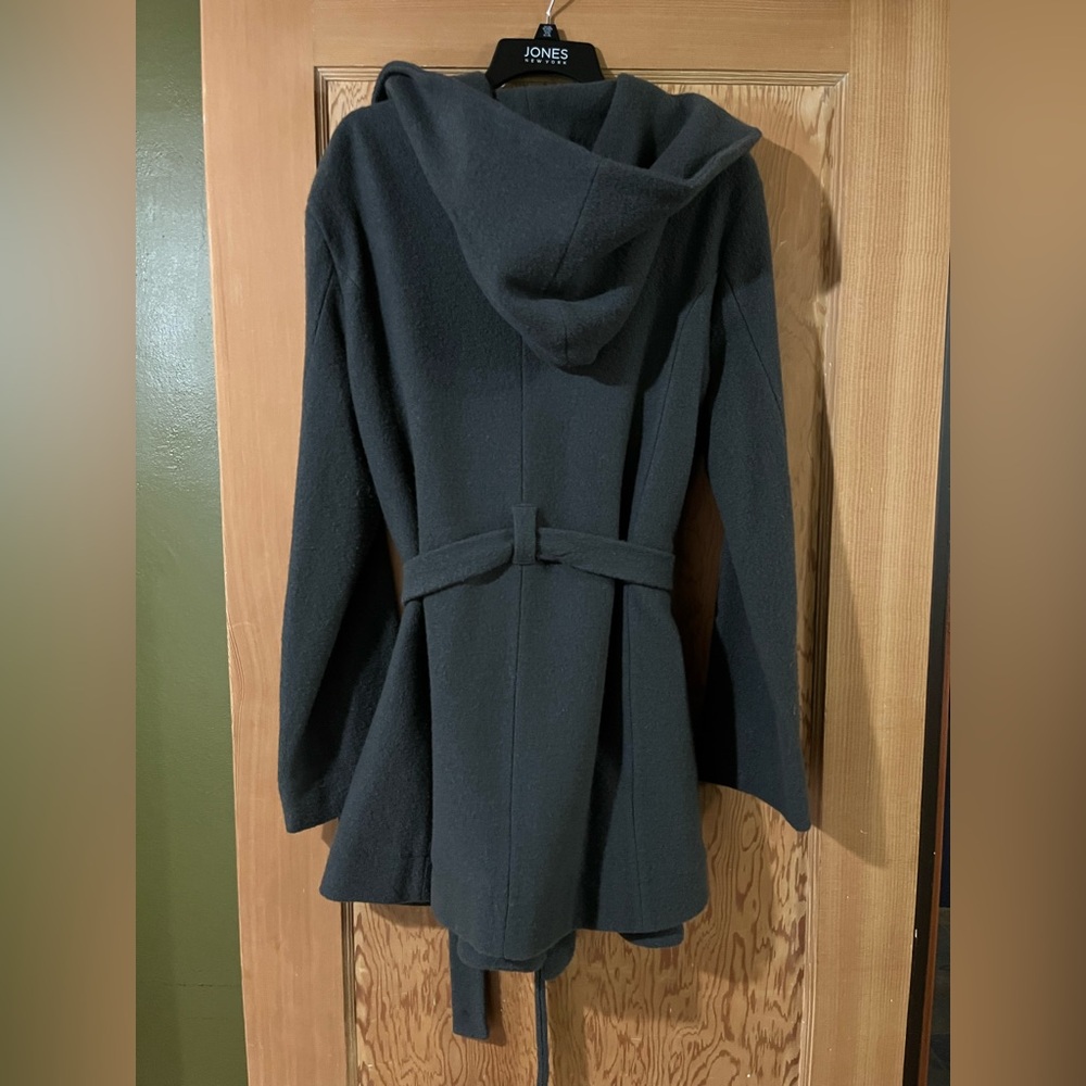 Garnet Hill Charcoal Belted Shawl Collar Coat - Picture 7 of 8